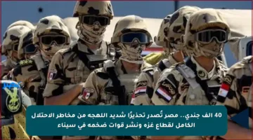 40 ألف جندي.. مصر تُصدر تحذيرًا شديد اللهجة من مخاطر الاحتلال الكامل لقطاع غزة ونشر قوات ضخمة في سيناء